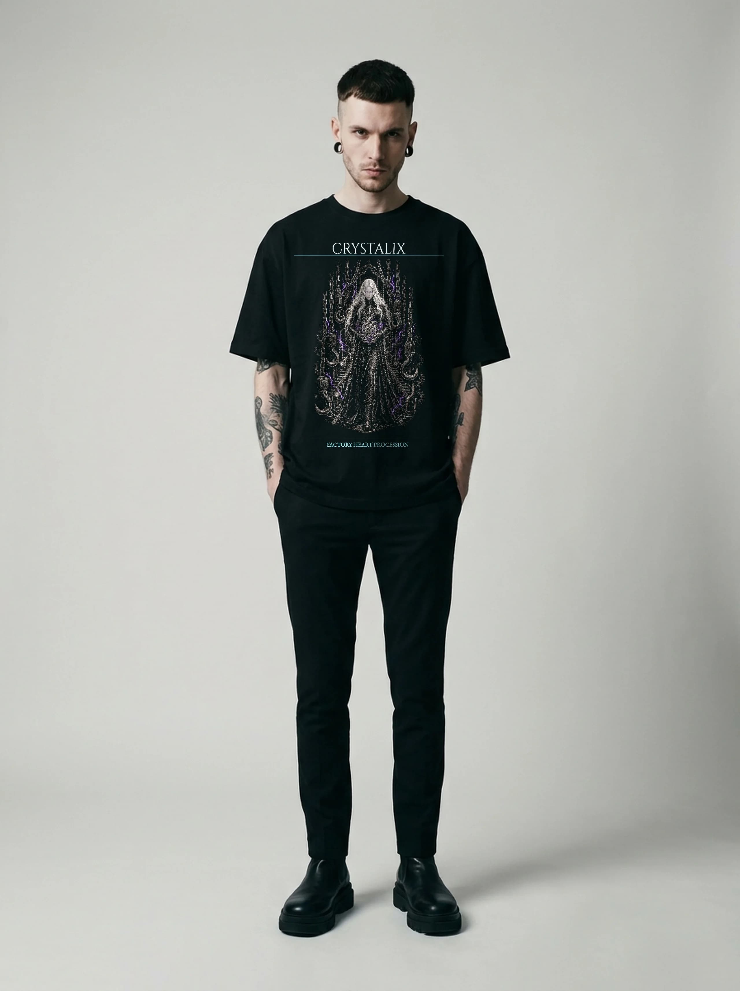 Crystalix T-Shirt: male model, full length