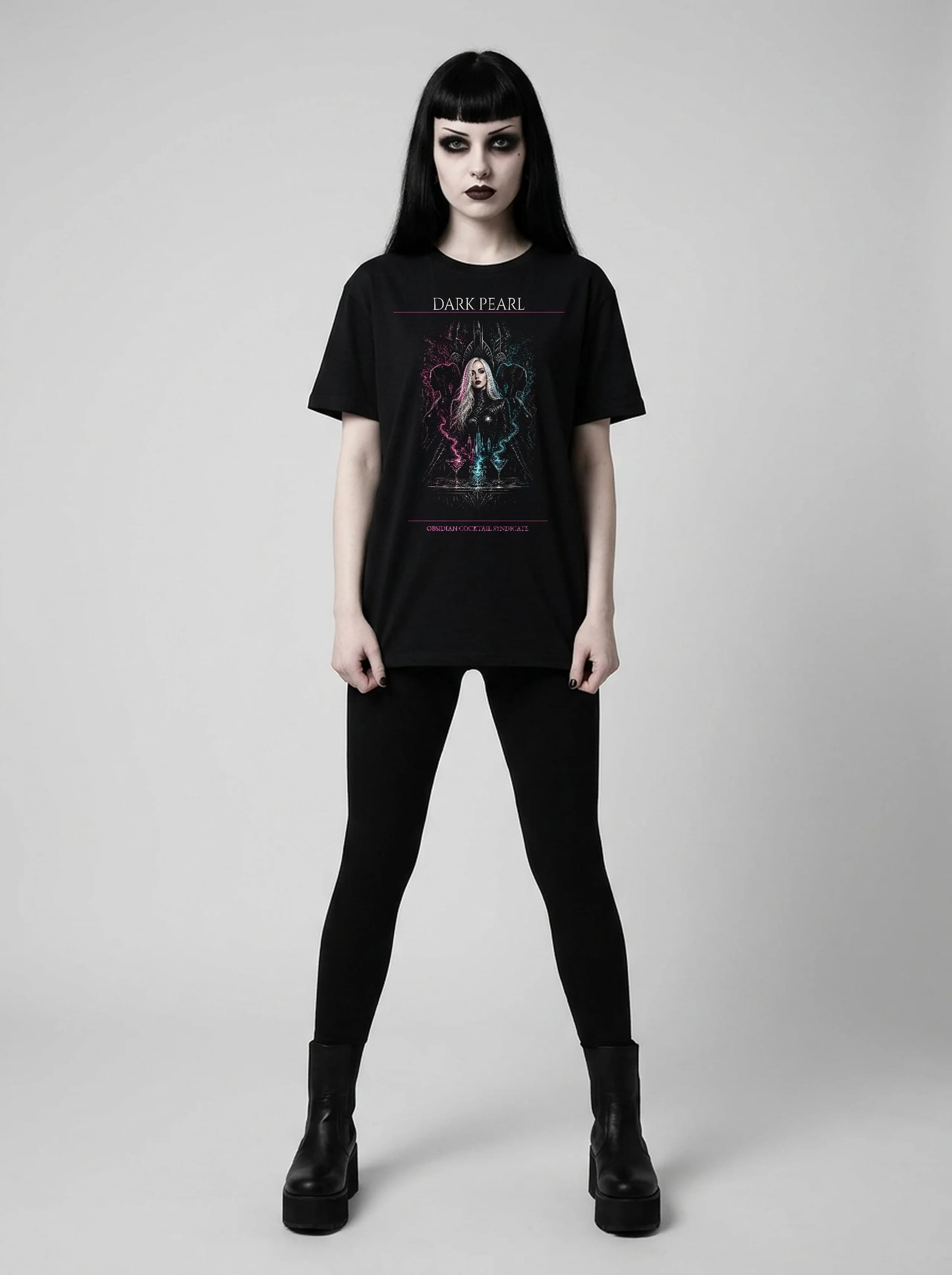 Dark Pearl T-Shirt: female model, full length