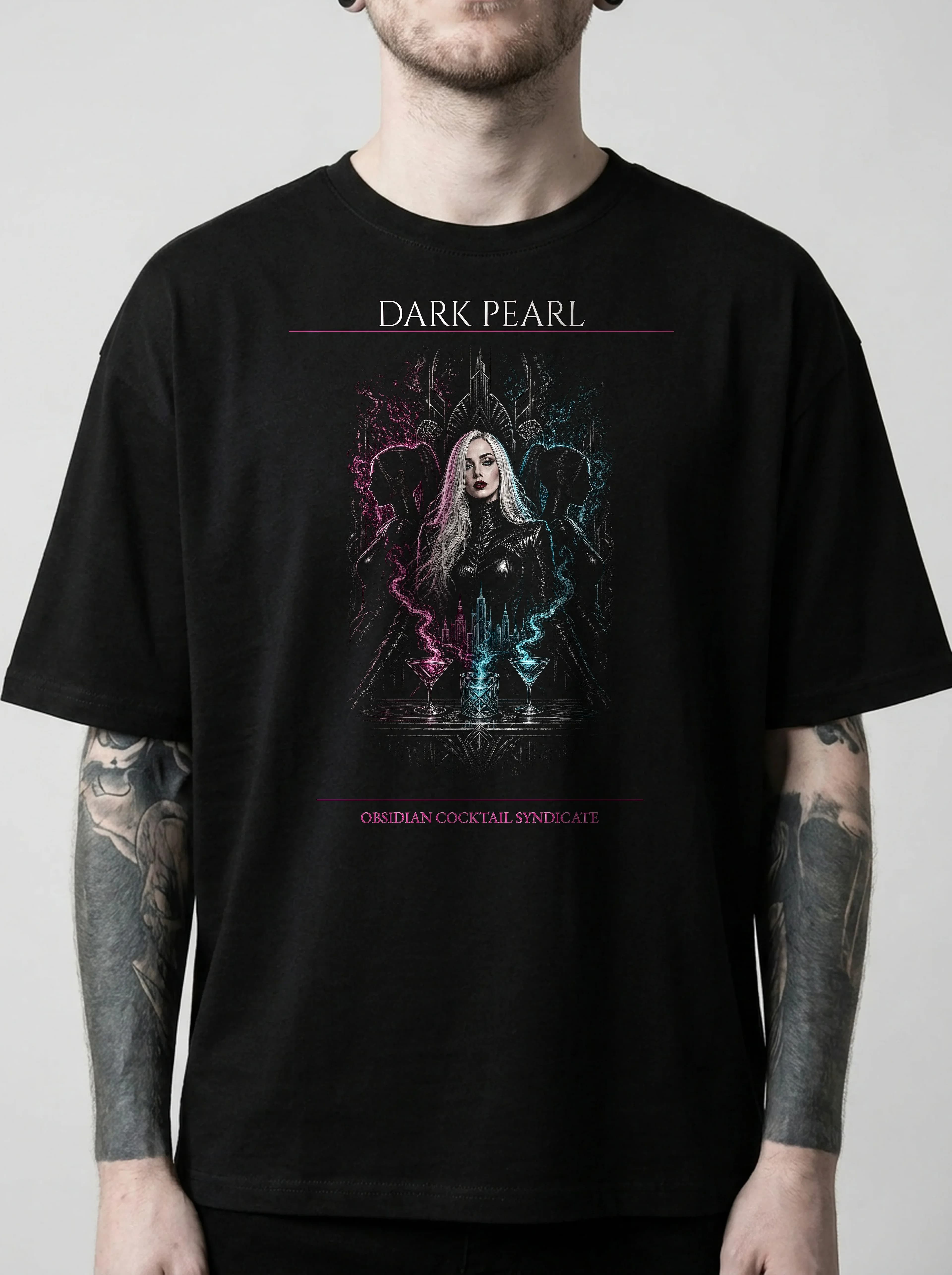 Dark Pearl T-Shirt: male model, chest detail