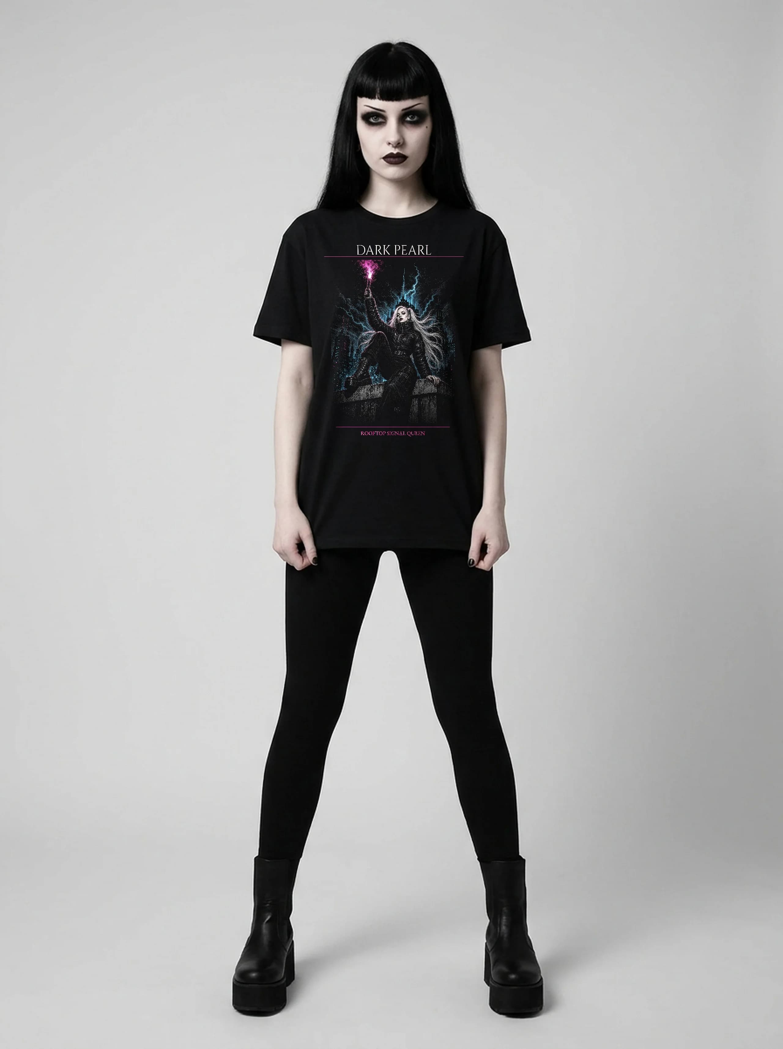 Dark Pearl T-Shirt: female model, full length