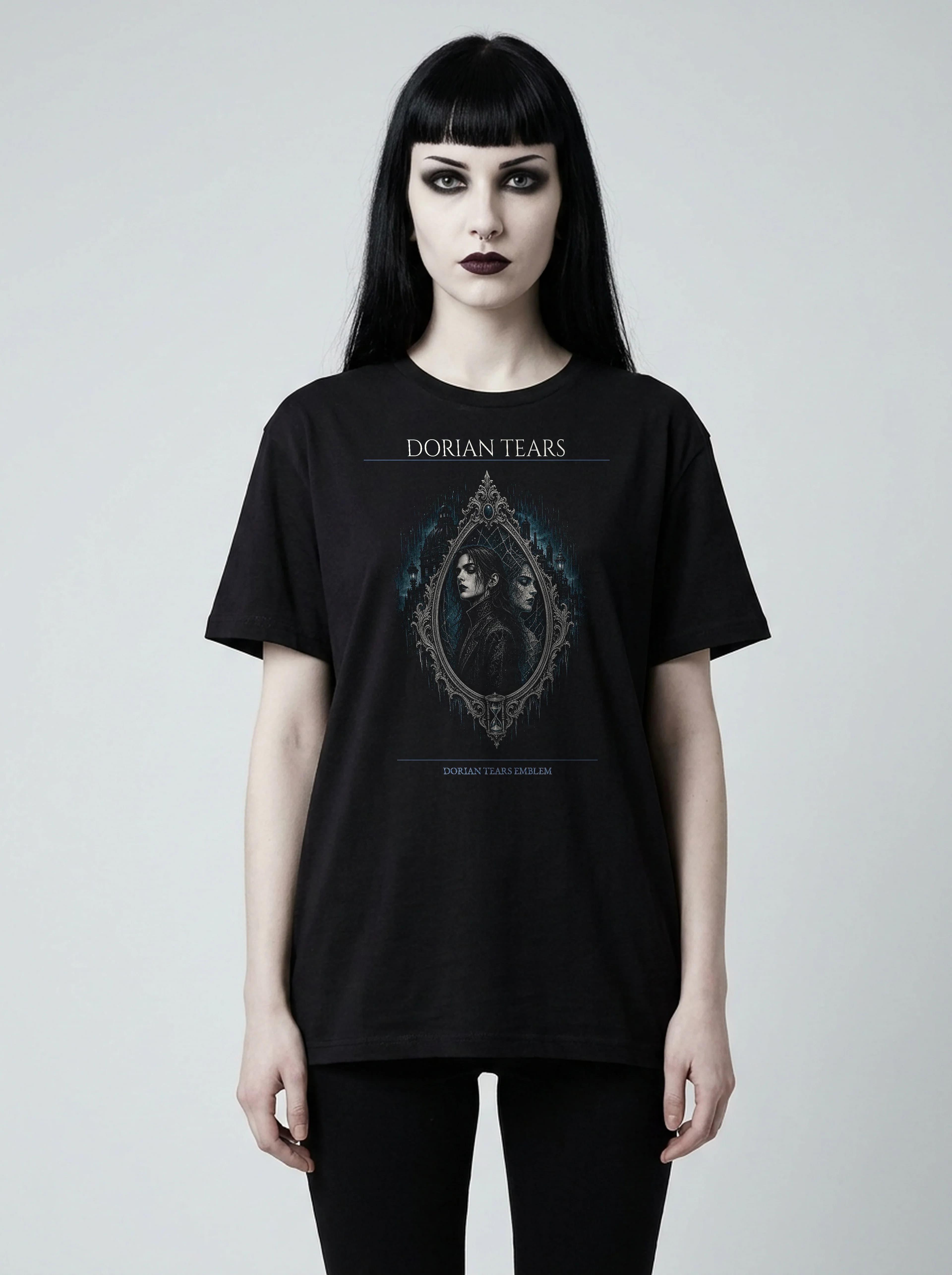 Dorian Tears T-Shirt: female model, front view