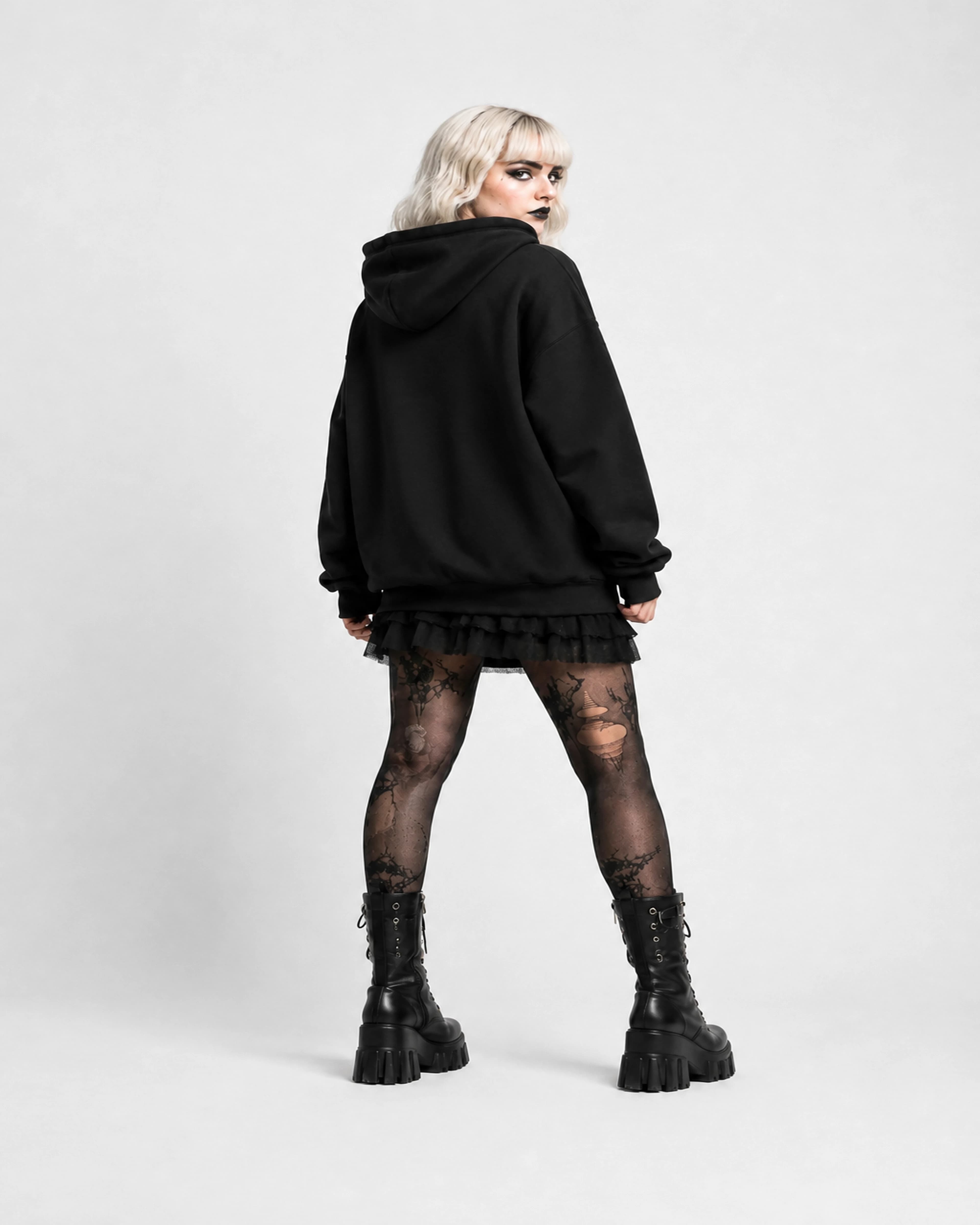 Dorian Tears | Gothic Girl Hoodie: female model, back view