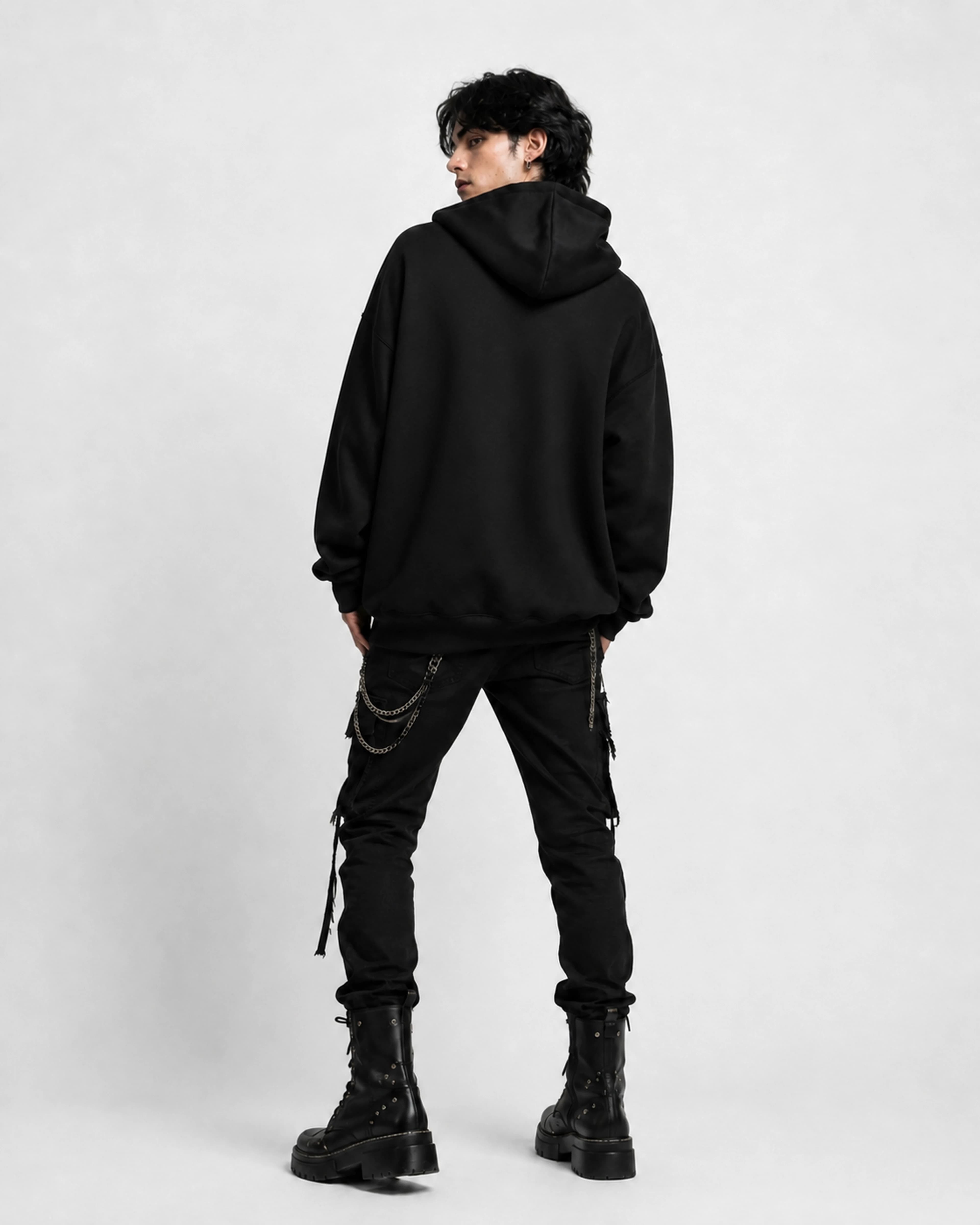 Dorian Tears | Gothic Girl Hoodie: male model, back view