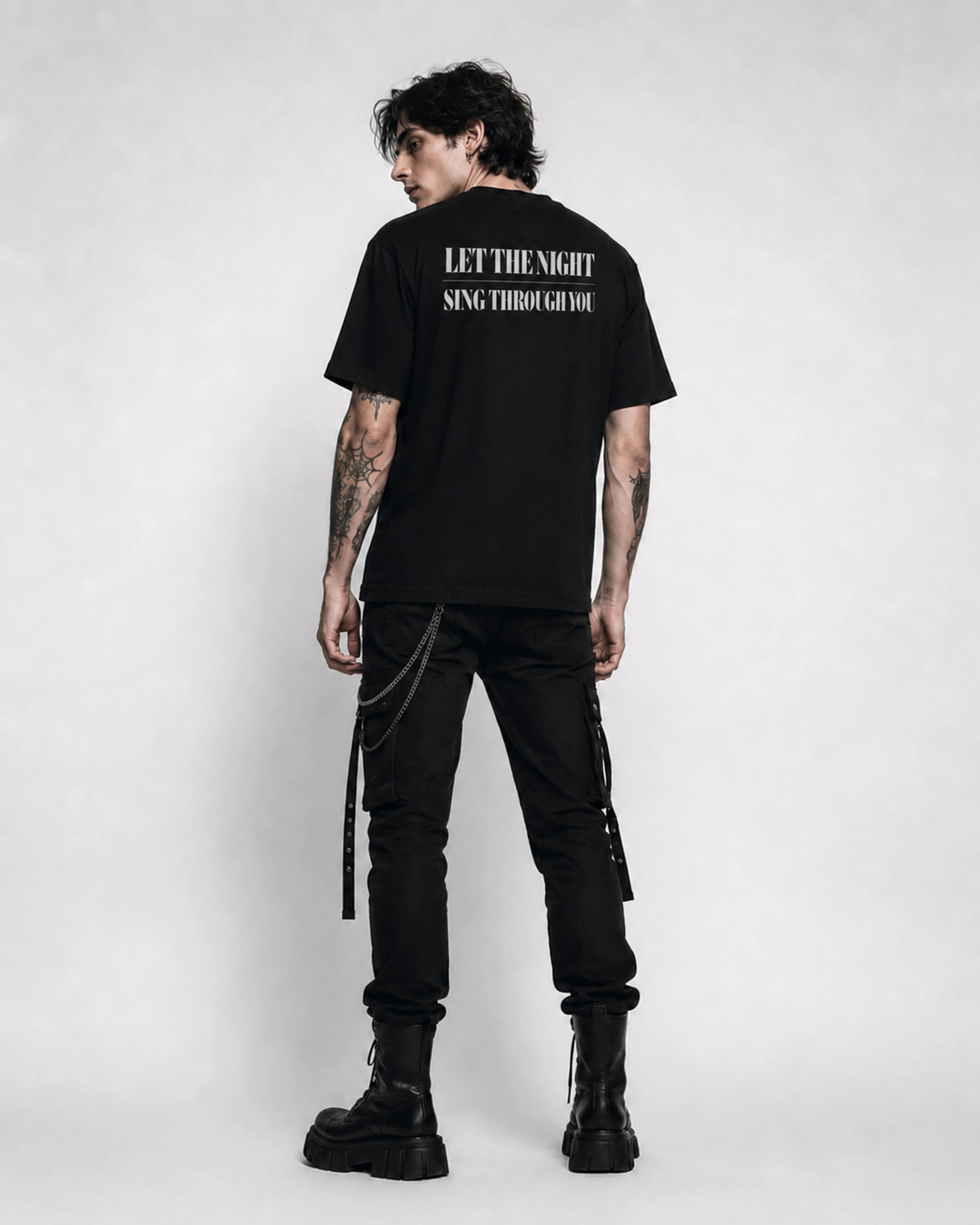 Dorian Tears | Gothic Girl T-Shirt: male model, back view