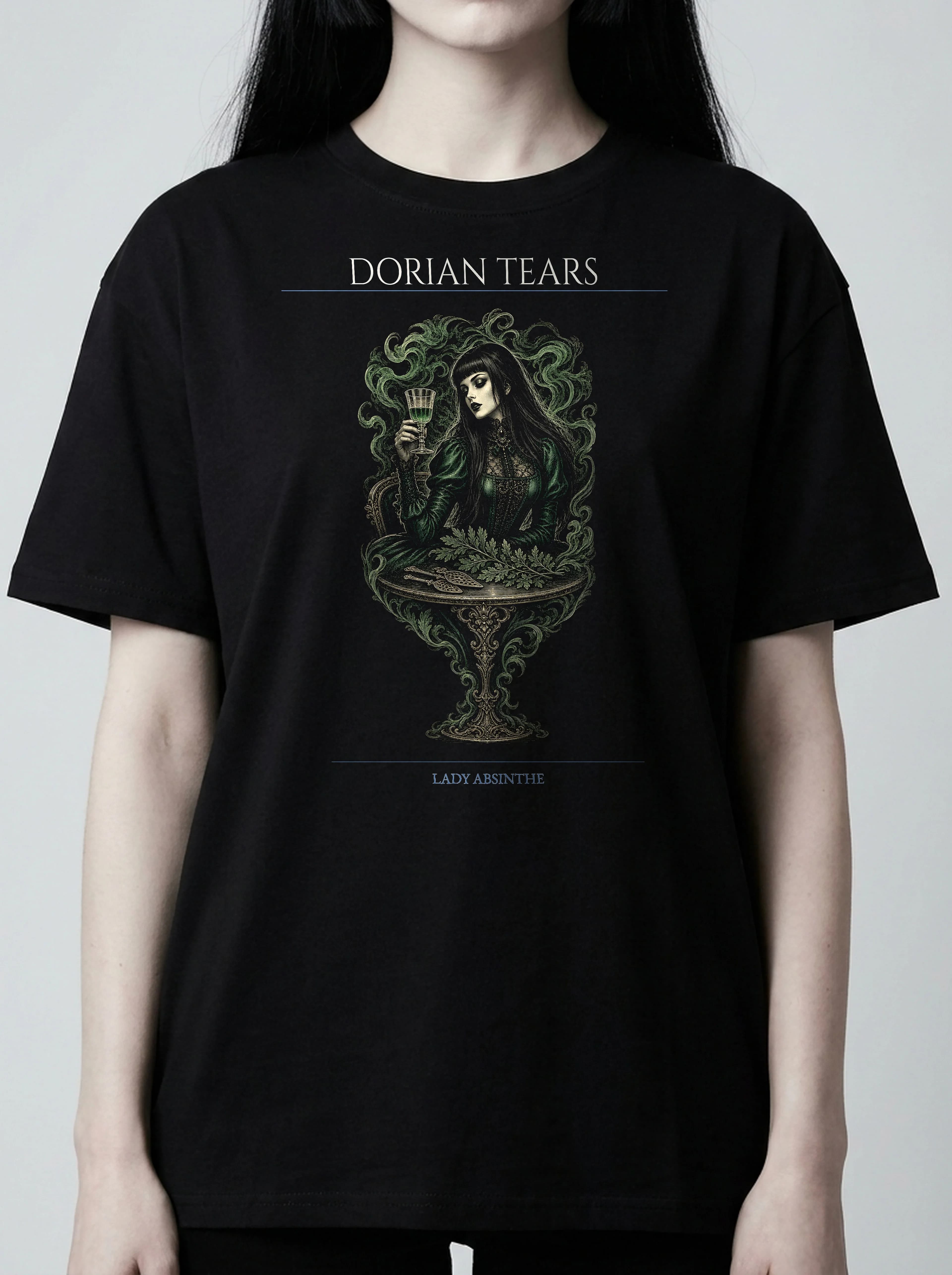 Dorian Tears T-Shirt: female model, chest detail