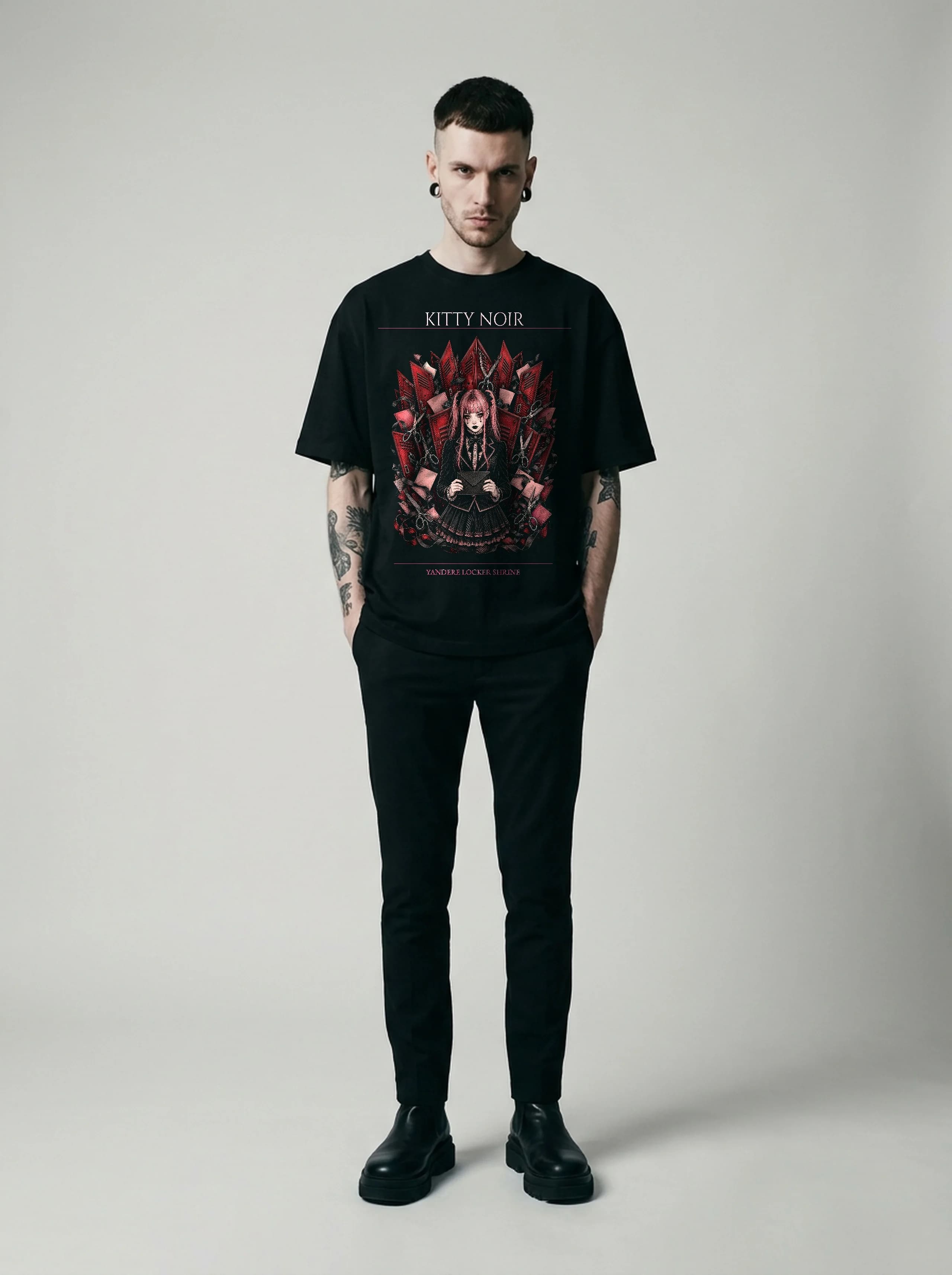 Kitty Noir T-Shirt: male model, full length