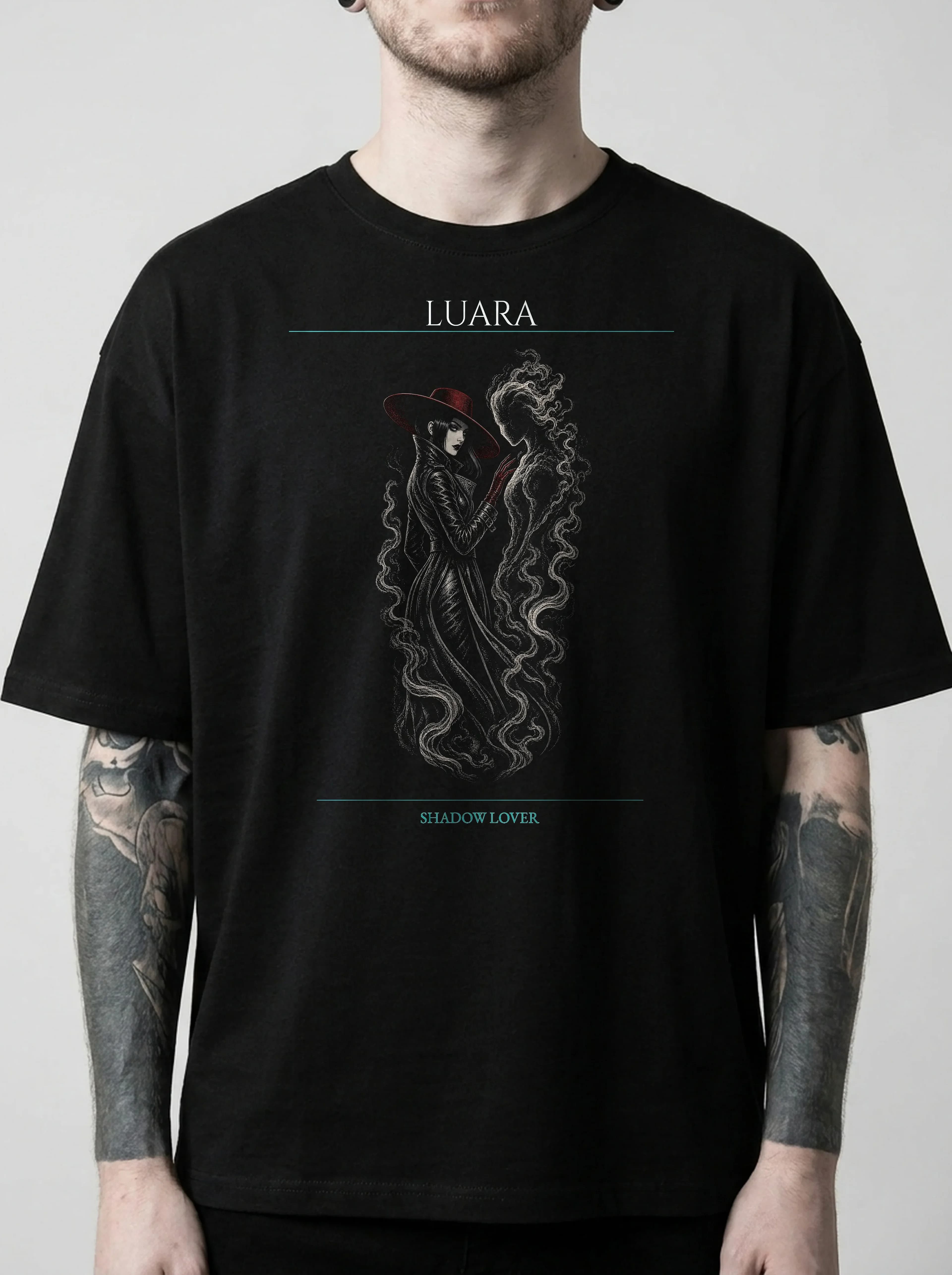 Luara T-Shirt: male model, chest detail