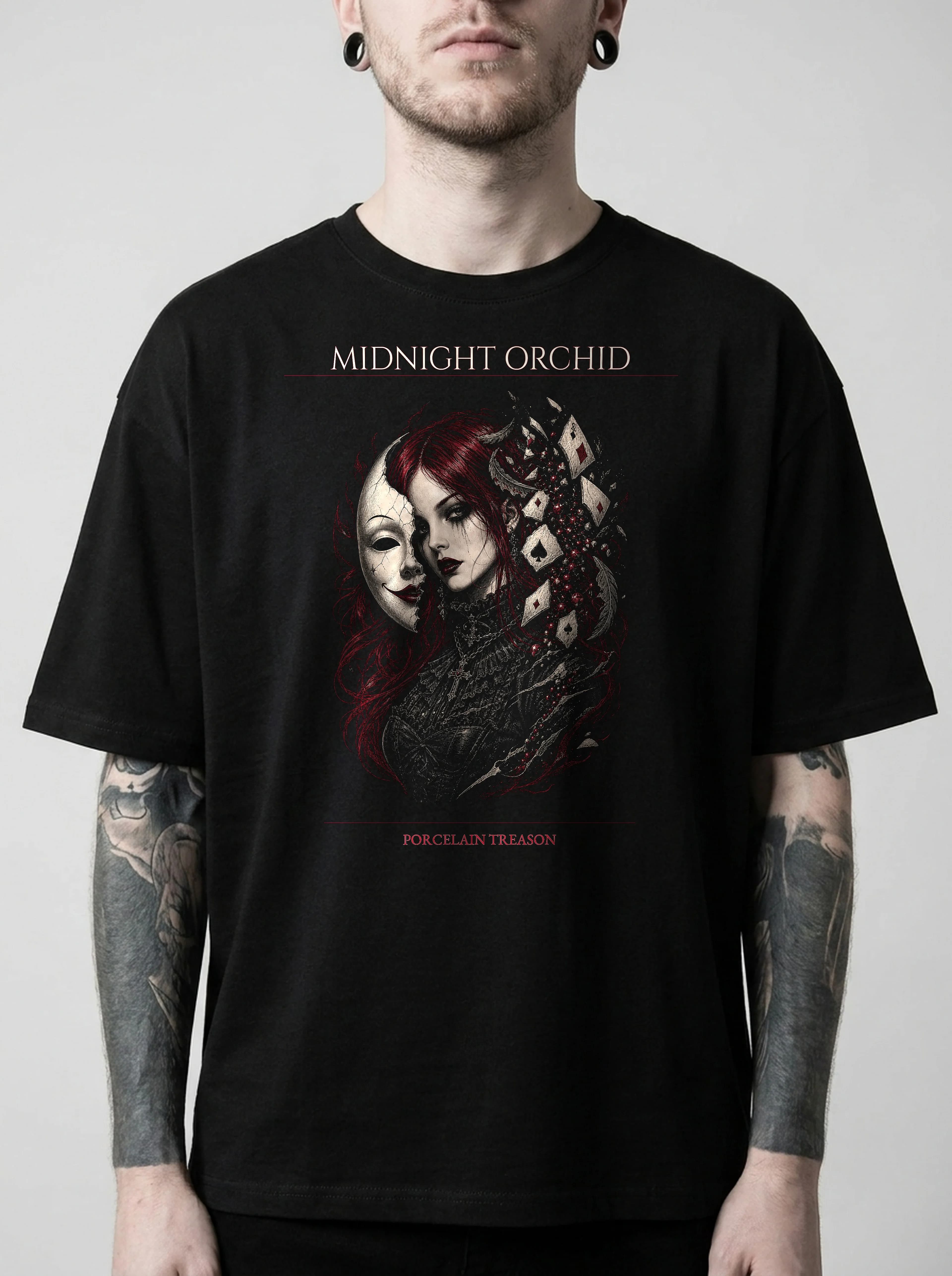 Midnight Orchid T-Shirt: male model, chest detail