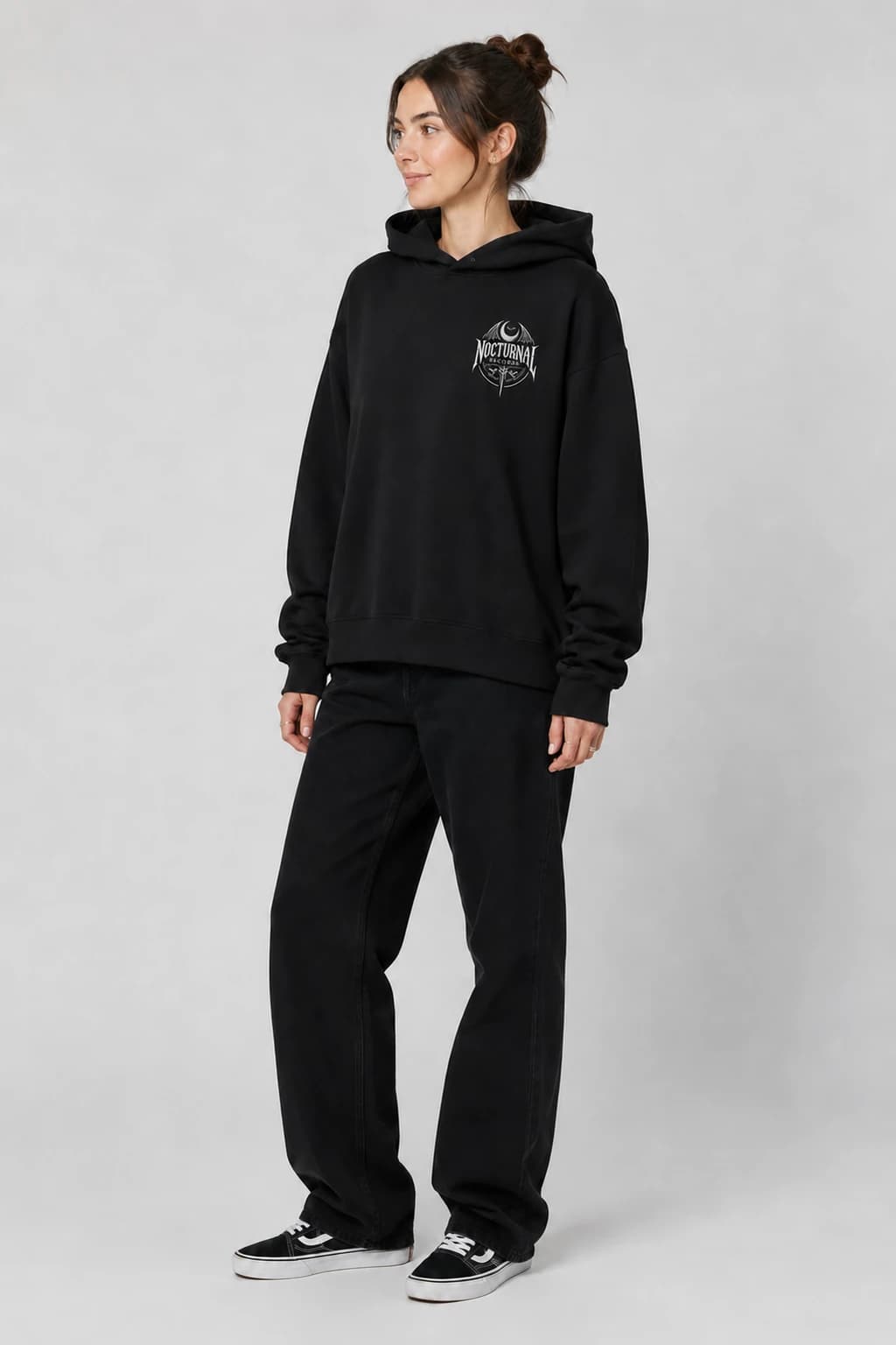 Nocturnal | Hoodie: female model, three-quarter view