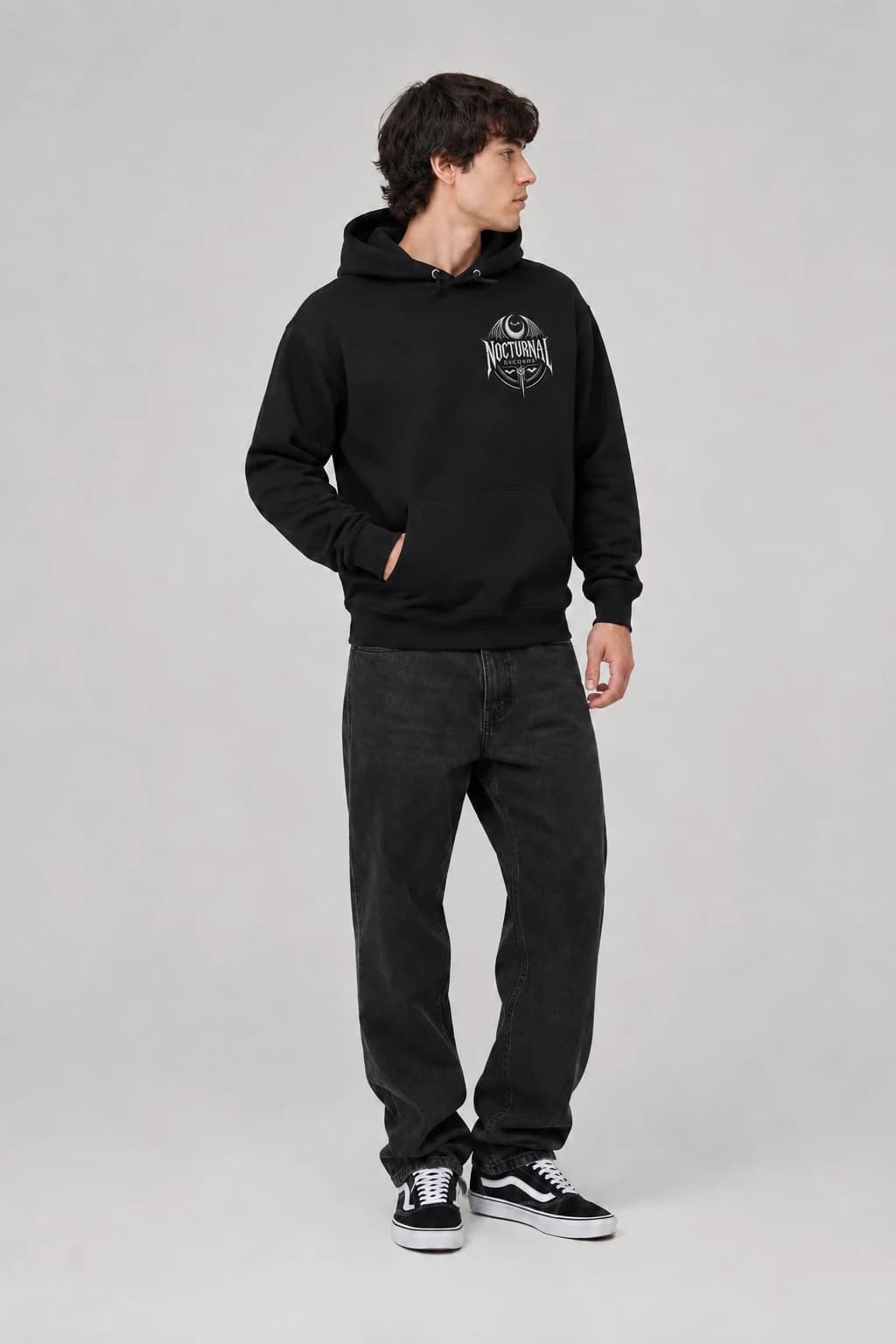 Nocturnal | Hoodie: male model, three-quarter view