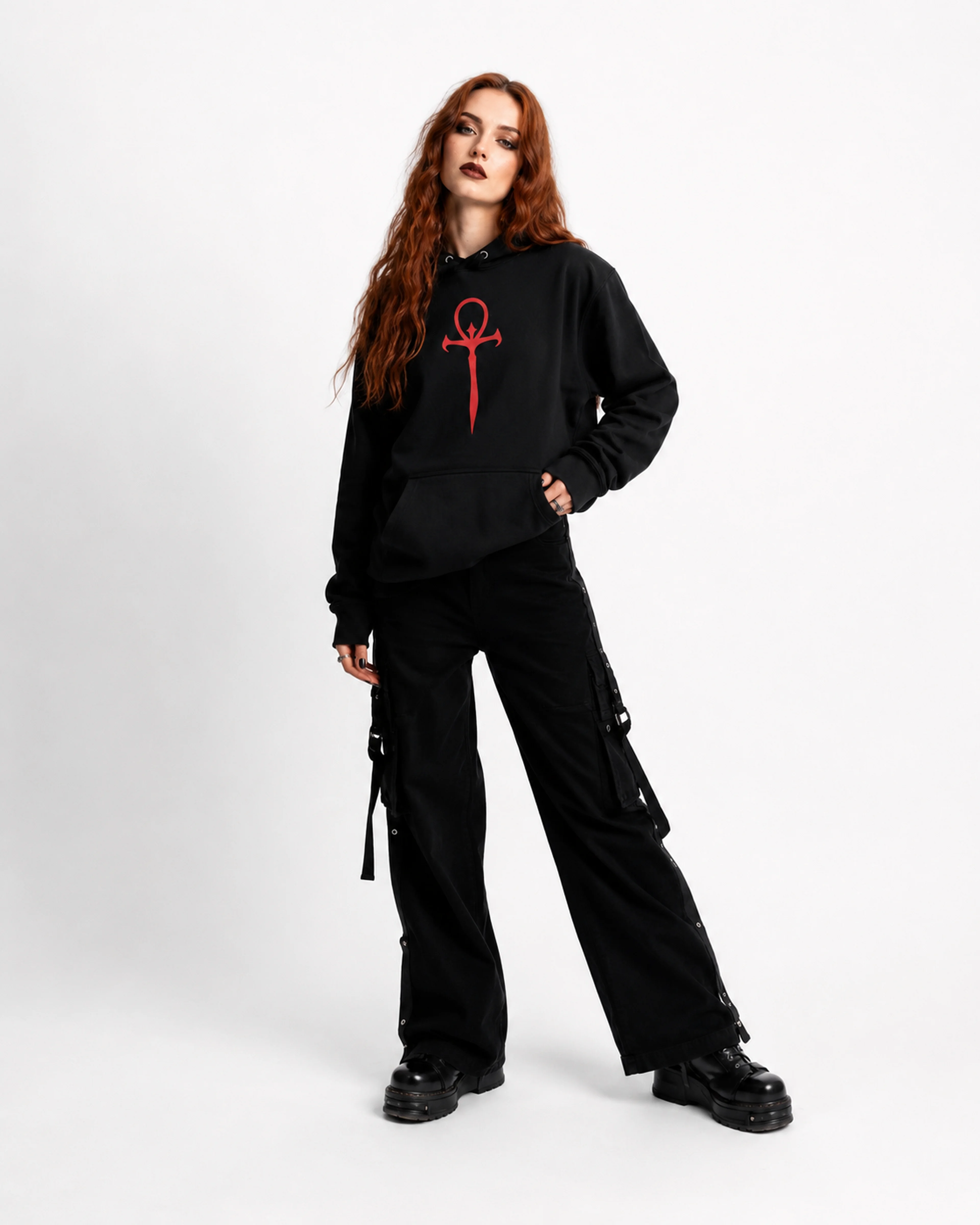 Nocturnal | Hoodie — female model, front view