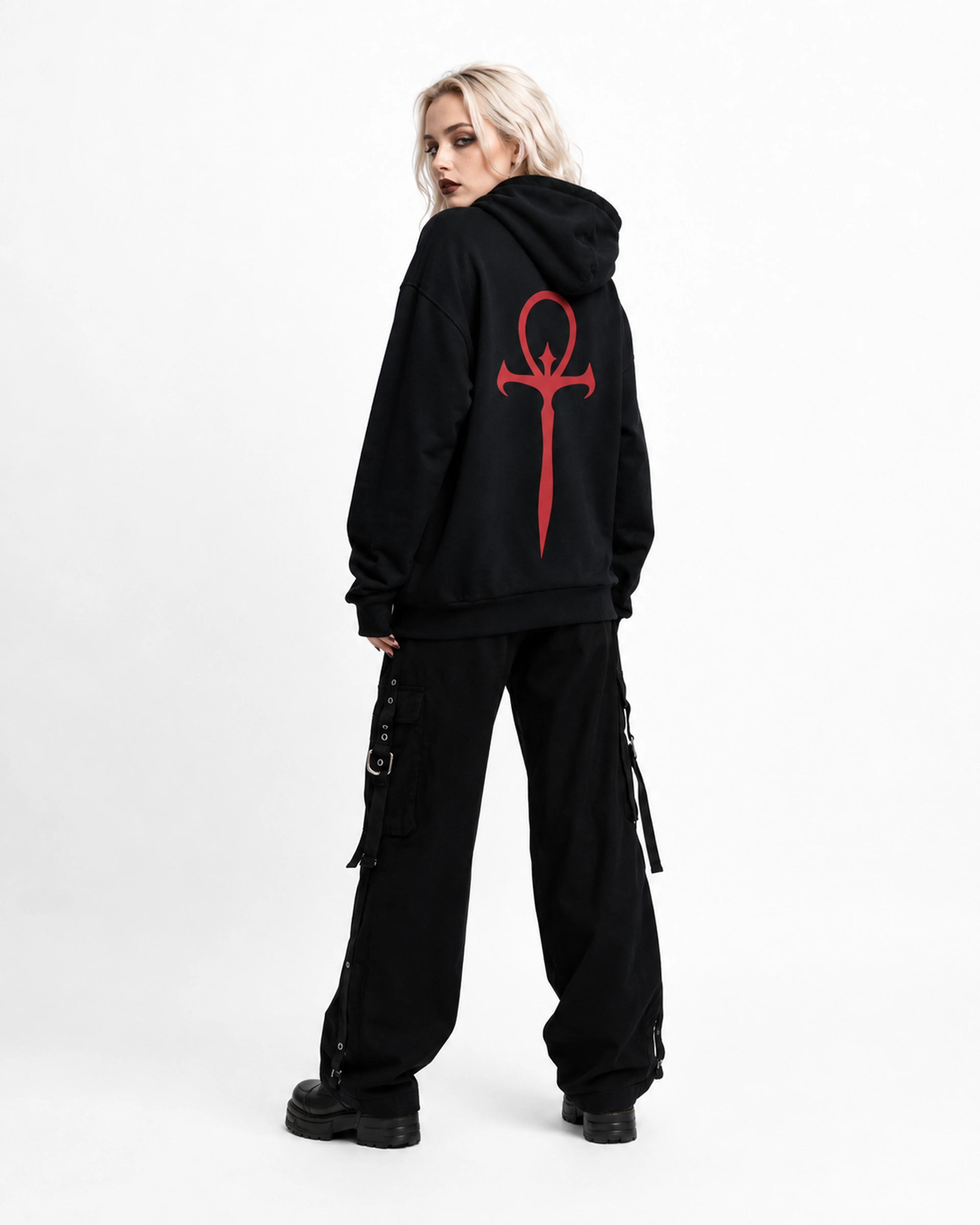 Nocturnal | Hoodie — female model, back view