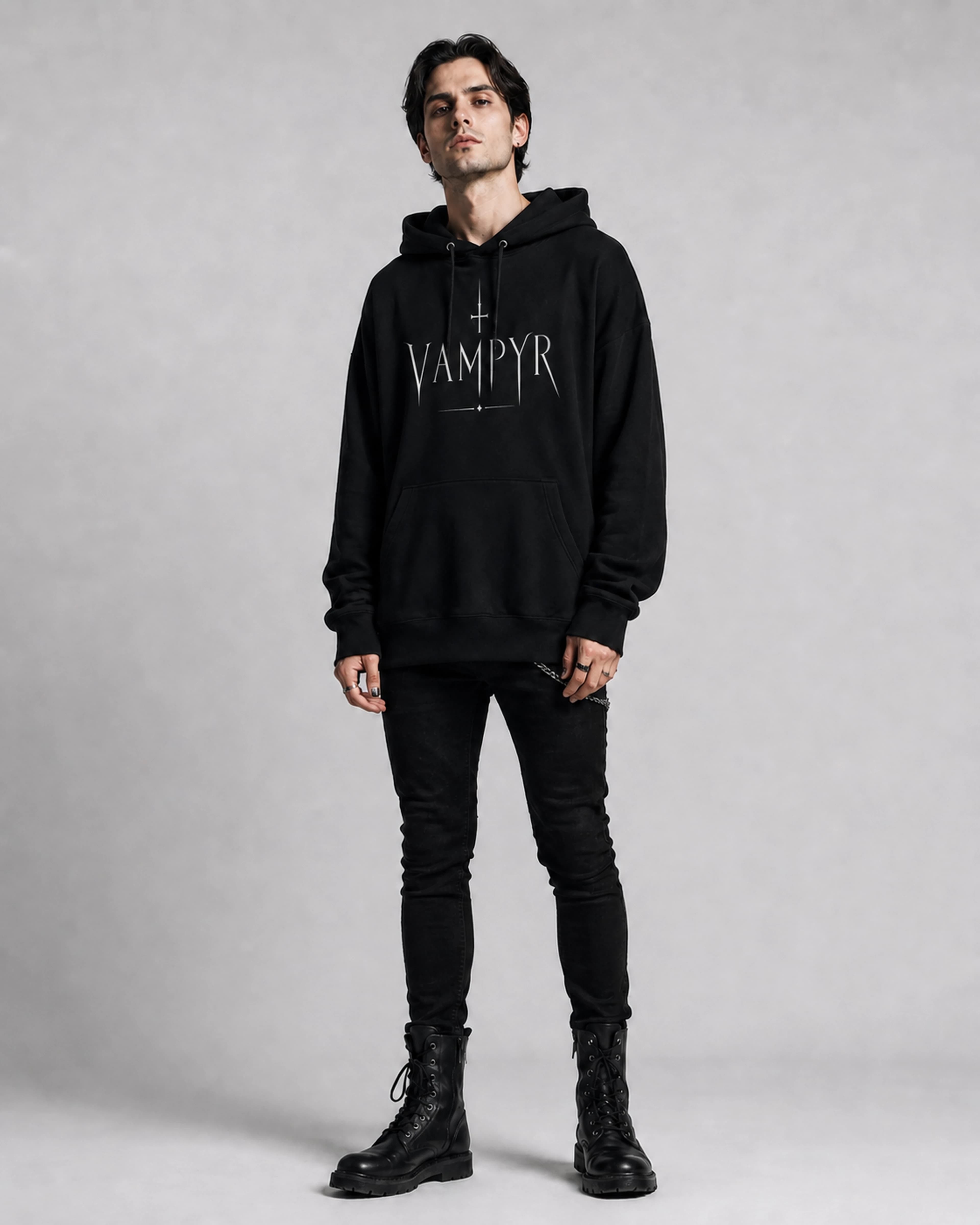 Vampyr | Hoodie: male model, three-quarter view