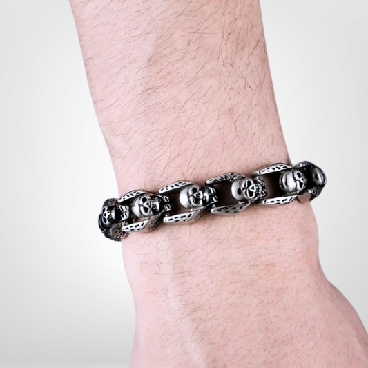 Cyvril | Dark Skull Bracelet - Titanium